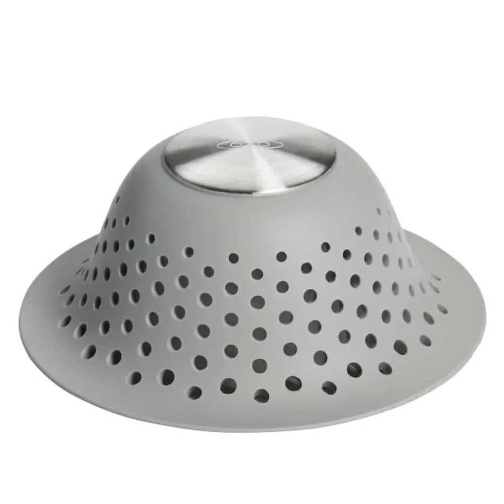 OXO Silicone Bath Drain Protector Gray Mildew-Resistant 4.5